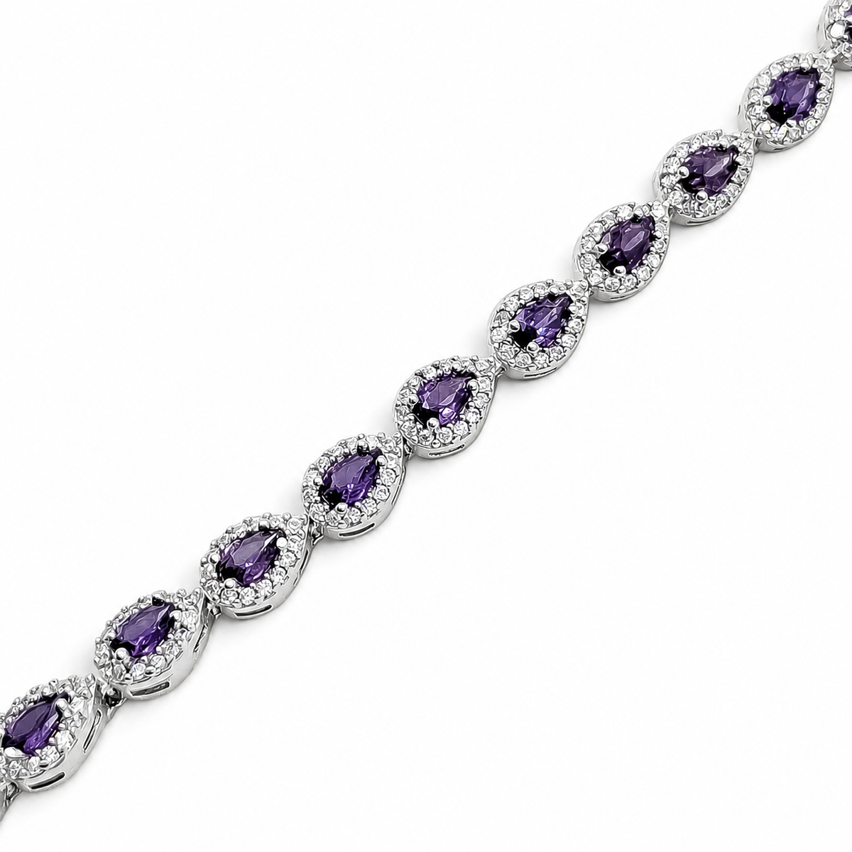 Pulsera Zirconia Lila Plata Ley 925