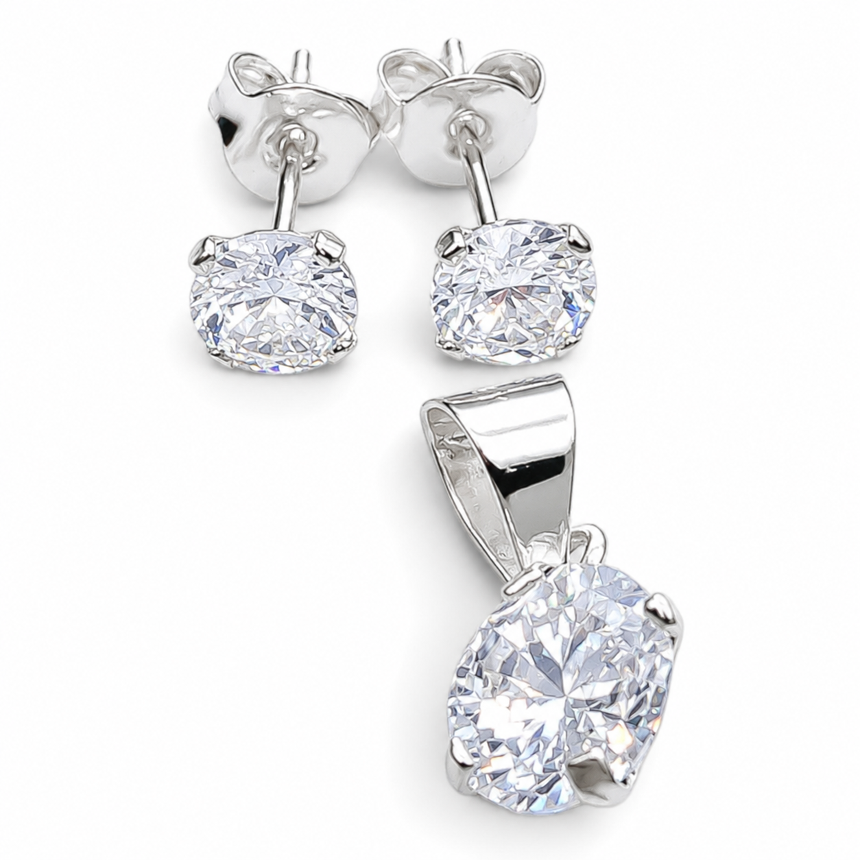 Set Circulo Zirconia Plata Ley 925