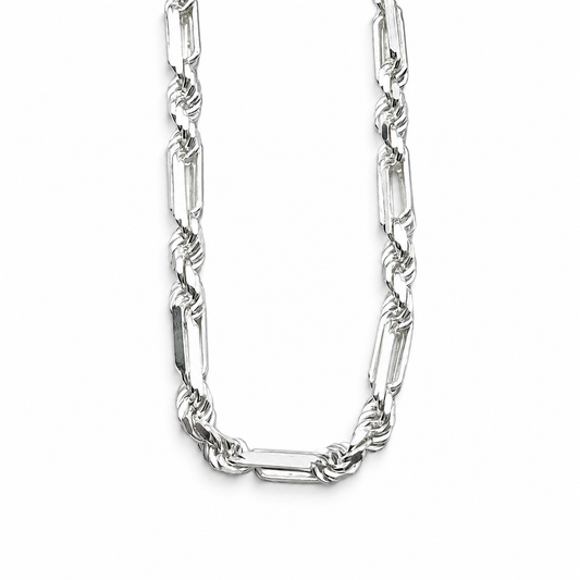 Cadena Torzal Figaro 4mm Plata Ley 925