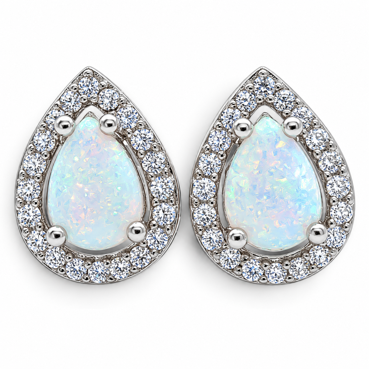 Arete Opalo Blanco Plata Ley 925