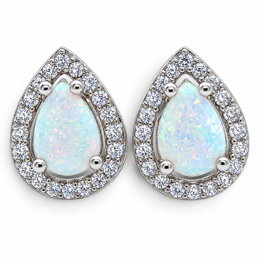 Arete Opalo Blanco Plata Ley 925