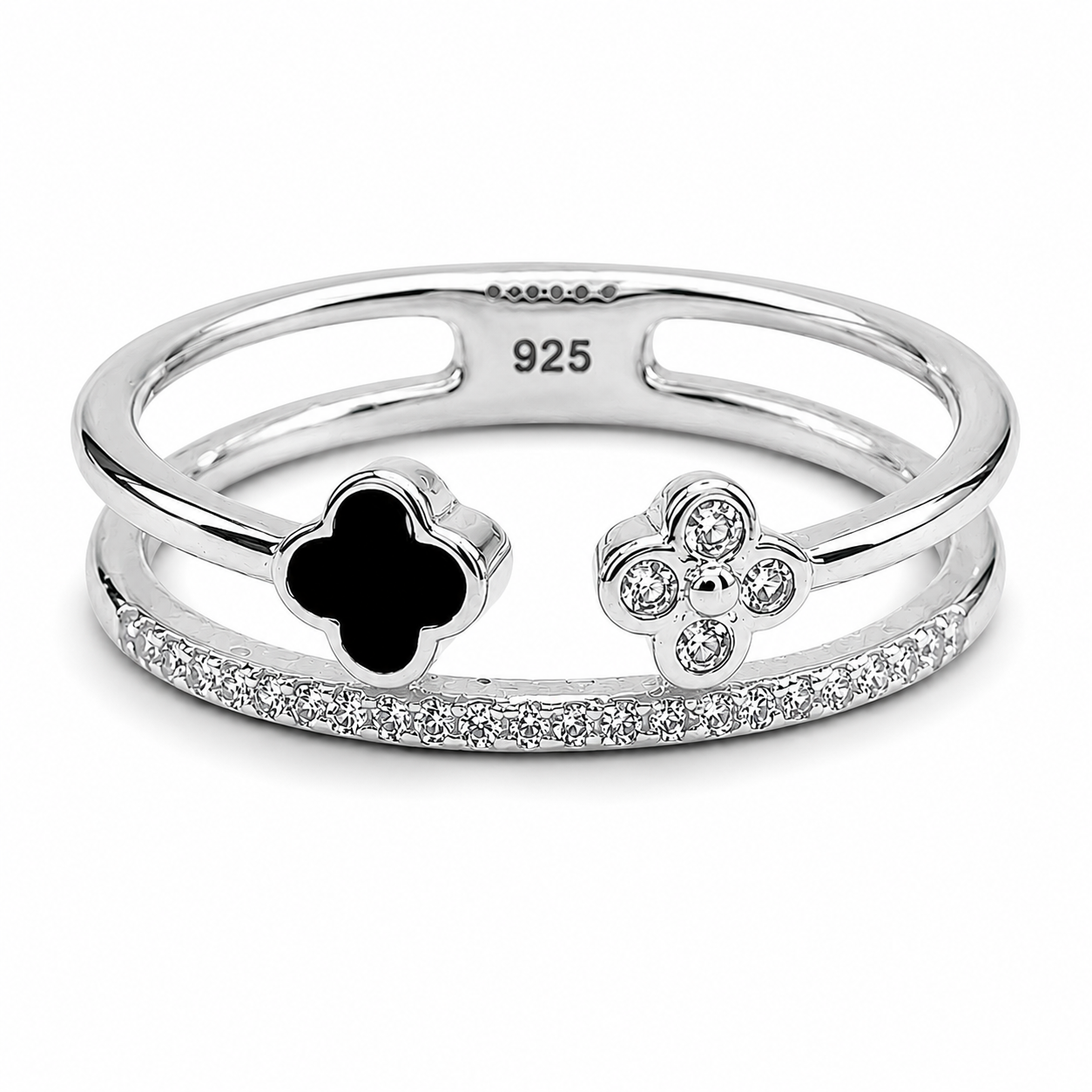 Anillo Van Negro Zirconia Plata Ley 925