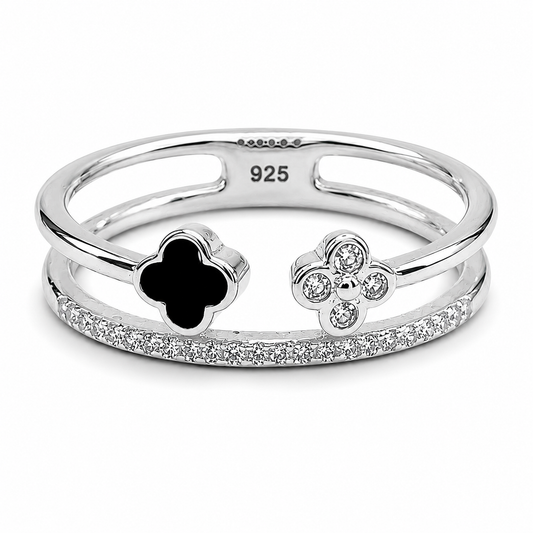 Anillo Van Negro Zirconia Plata Ley 925