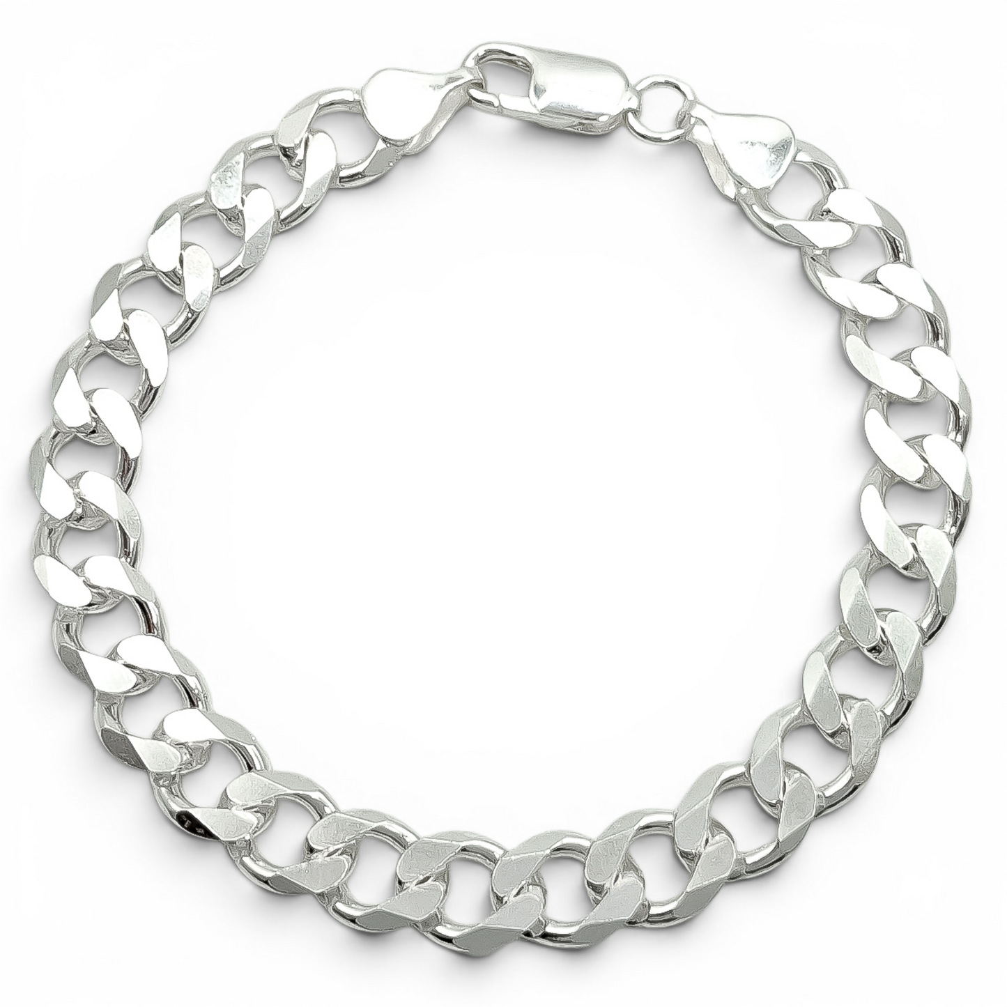 Pulso Cubano Liso 7mm Plata Ley 925