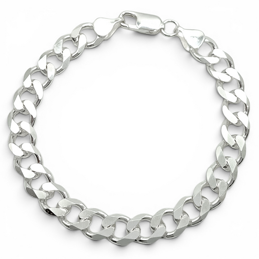 Pulso Cubano Liso 7mm Plata Ley 925