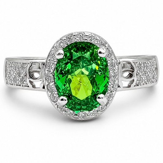 Anillo Verde Zirconia Plata Ley 925