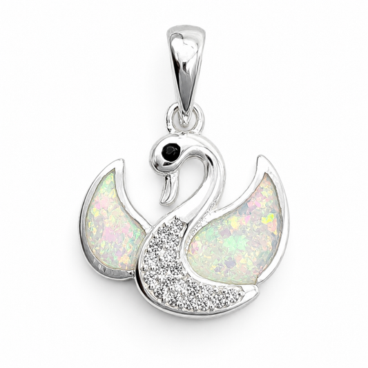 Dije Cisne Opalo Blanco Plata Ley 925