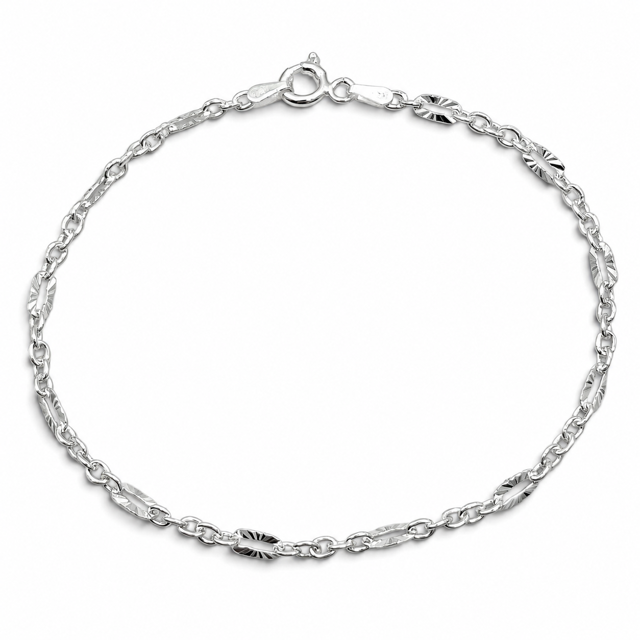 Pulsera Argolla Diamantada Plata Ley 925