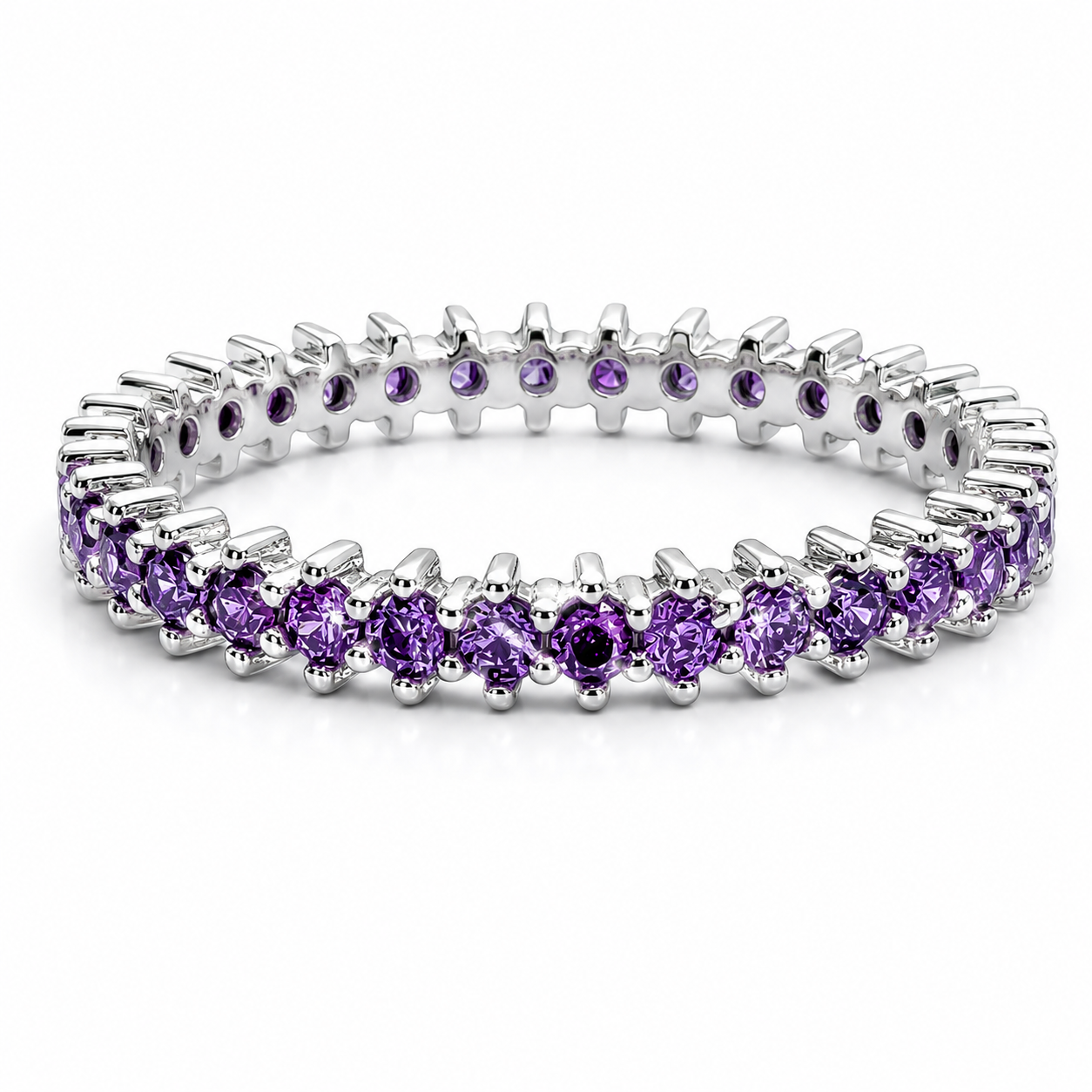 Anillo Lila Plata Ley 925
