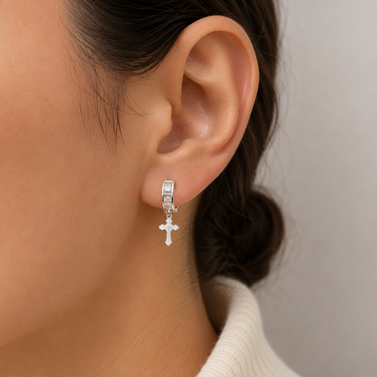 Hugguies Zirconia Cruz 2 Plata Ley 925