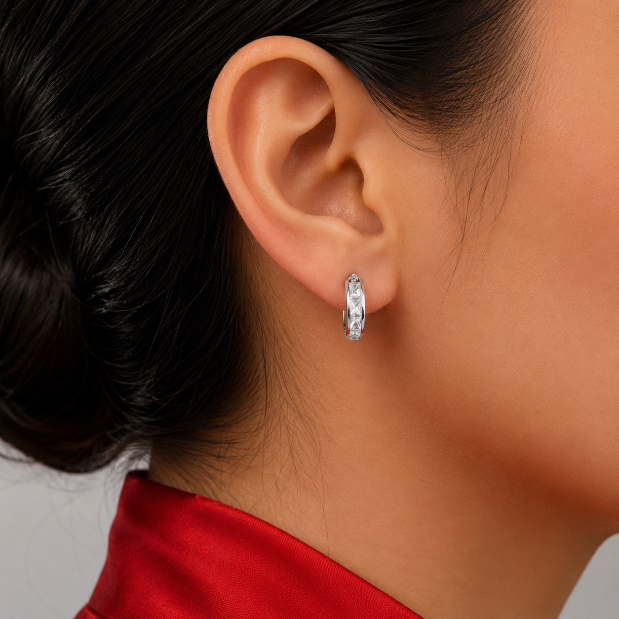 Hugguies Zirconia Chicas Plata Ley 925