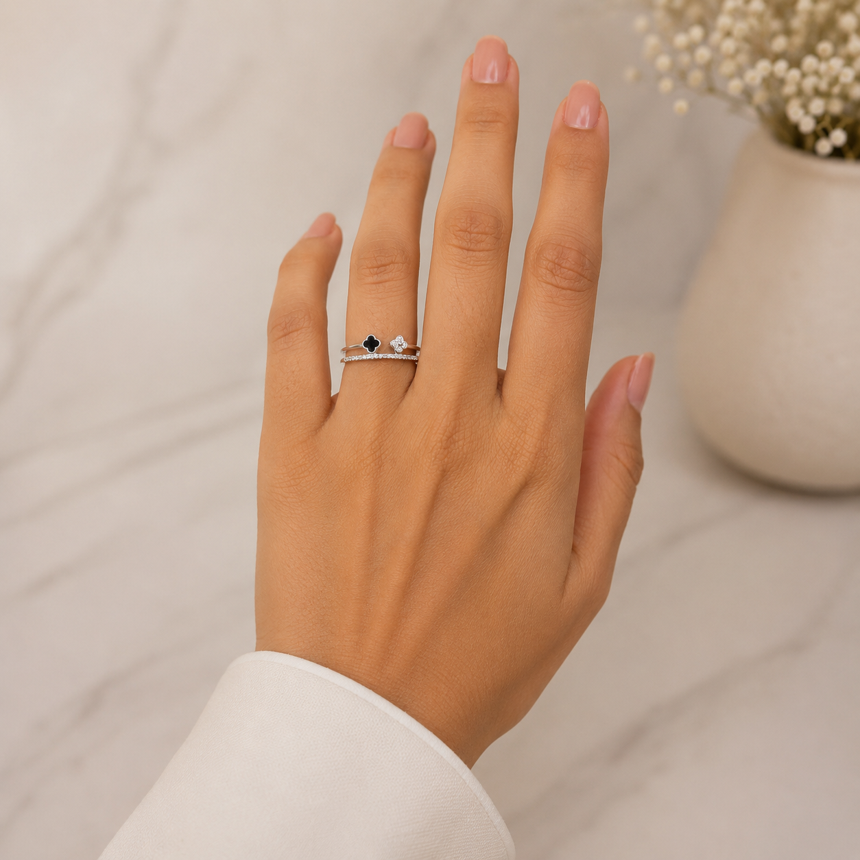 Anillo Van Negro Zirconia Plata Ley 925