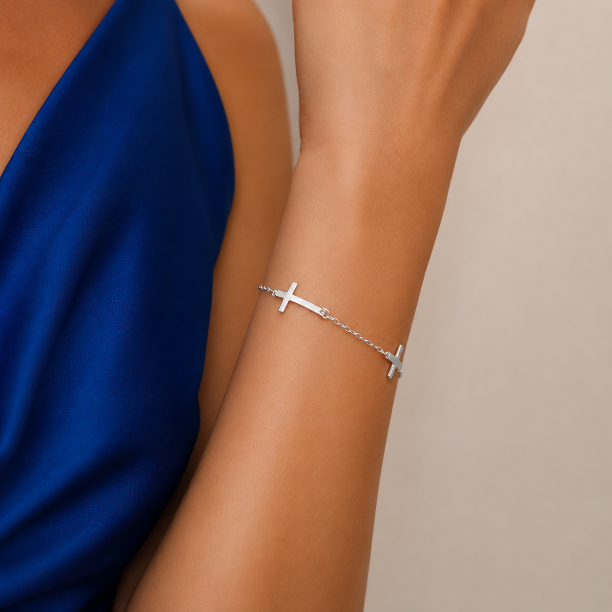 Pulsera Cruz Plata Ley 925