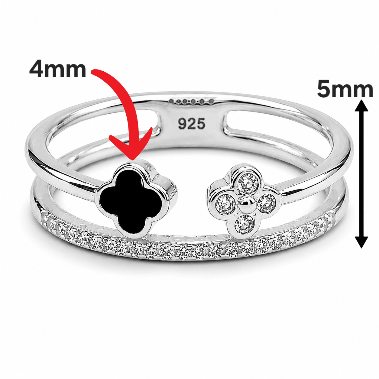 Anillo Van Negro Zirconia Plata Ley 925