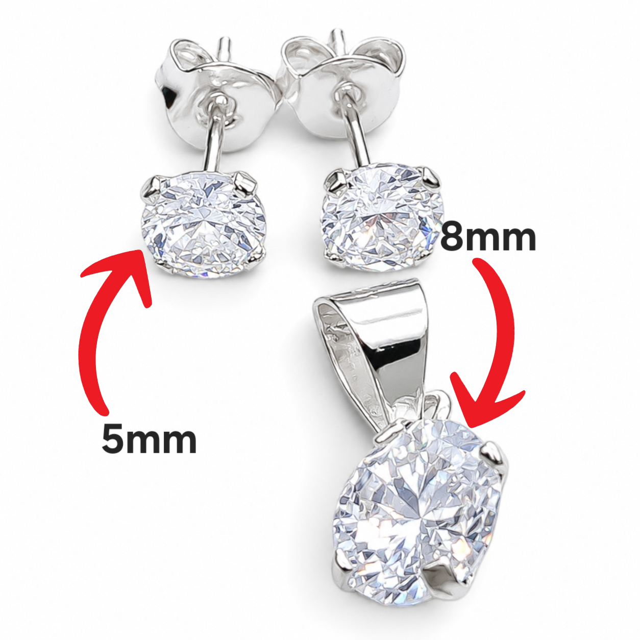 Set Circulo Zirconia Plata Ley 925