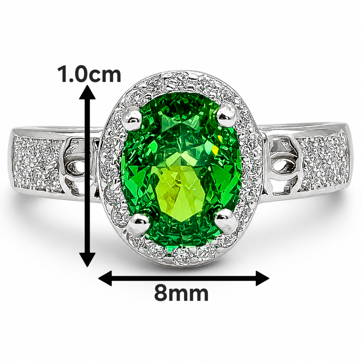 Anillo Verde Zirconia Plata Ley 925