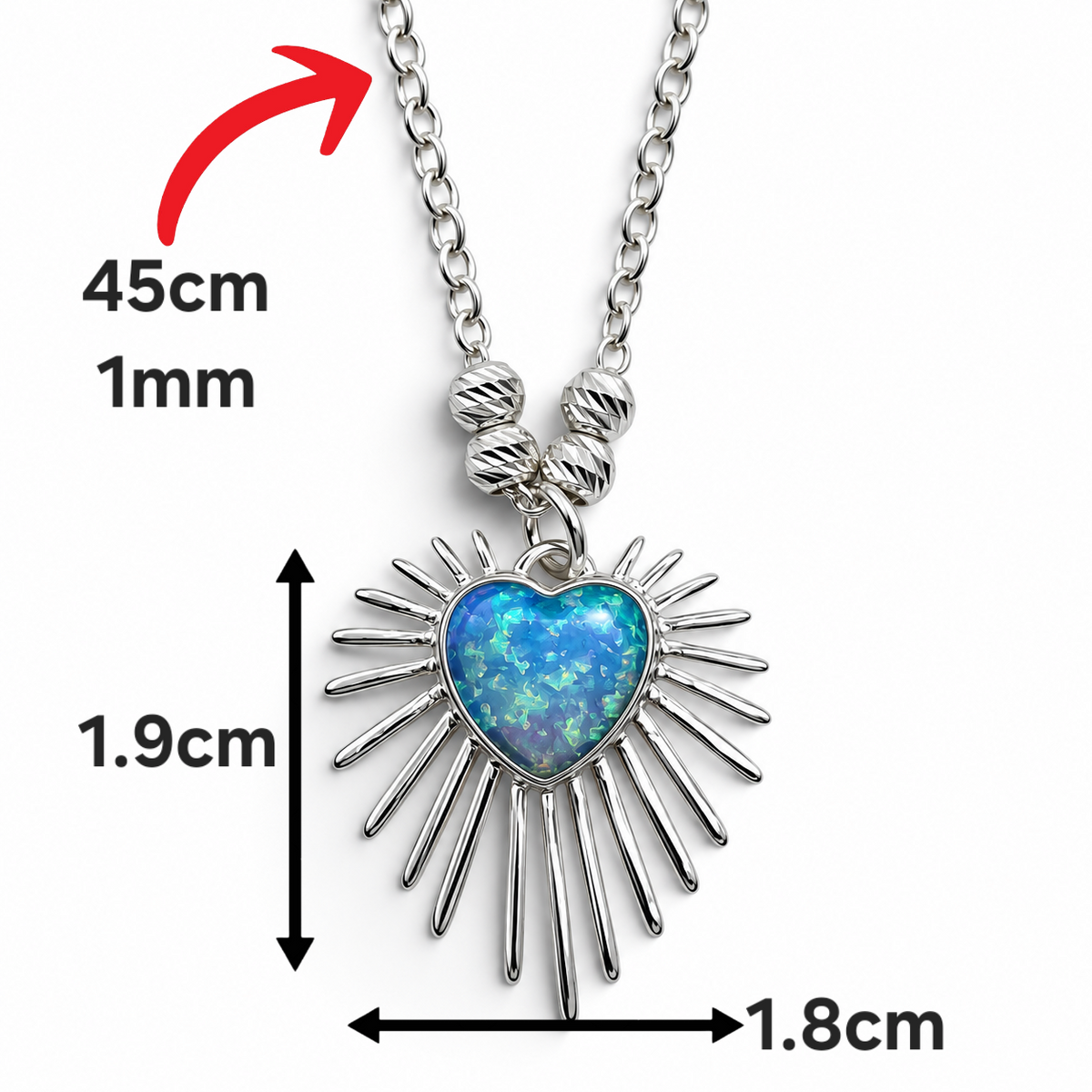 Collar Corazon Opalo Azul Plata Ley 925