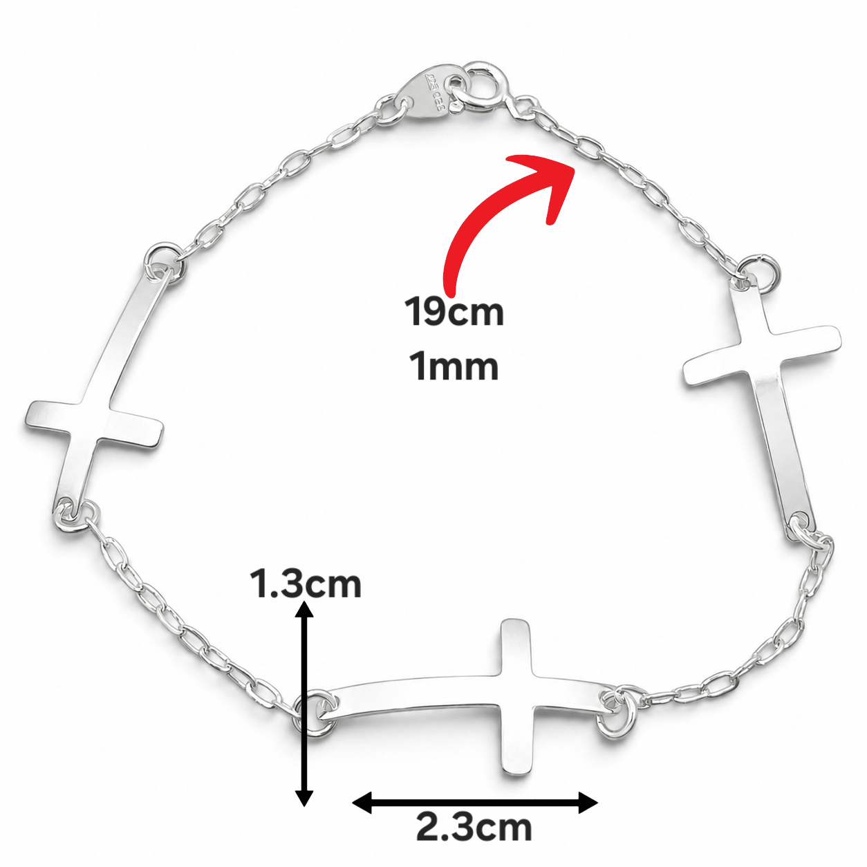 Pulsera Cruz Plata Ley 925