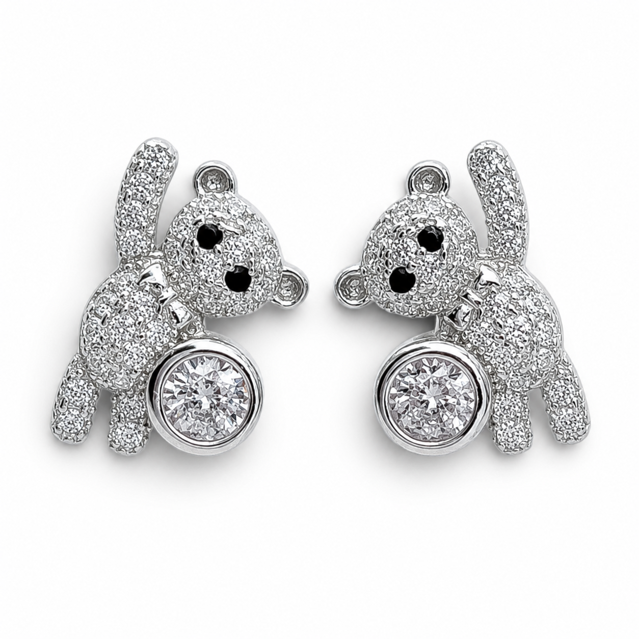 Arete Zirconia Osito Plata Ley 925