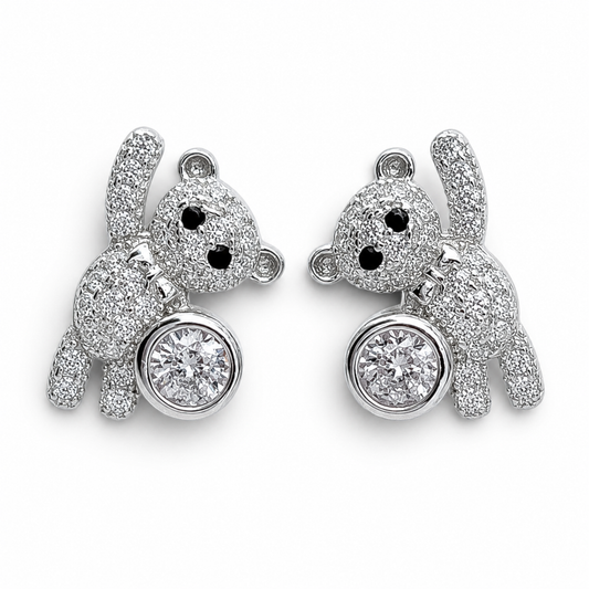 Arete Zirconia Osito Plata Ley 925