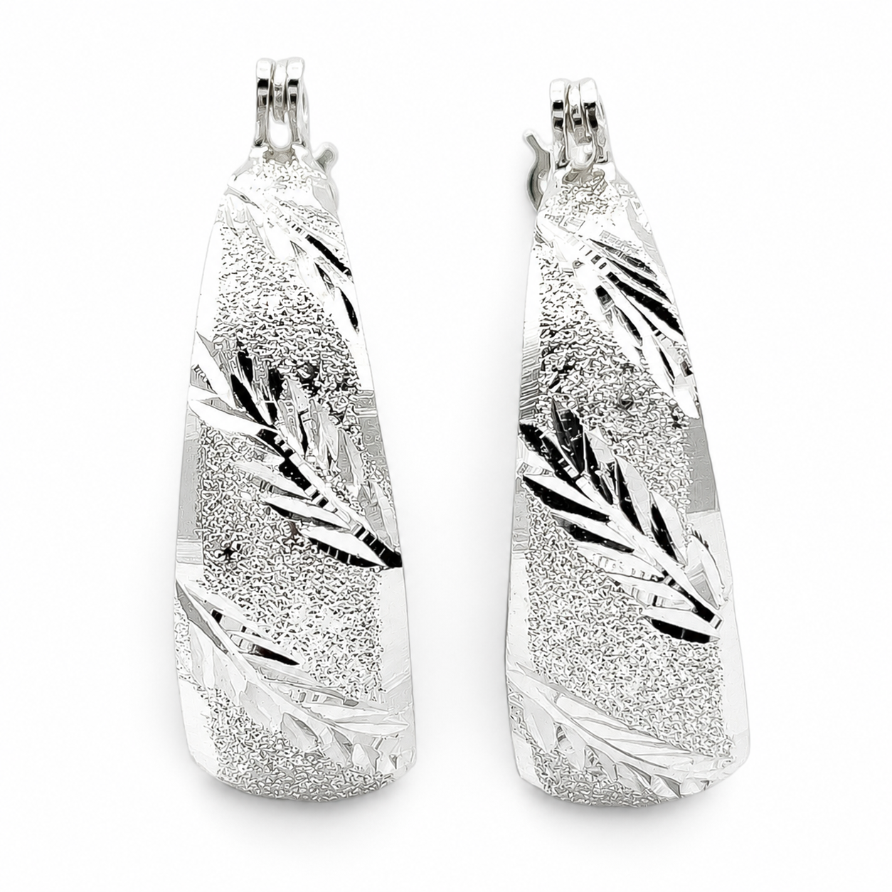 Arracada Hoja Diamantada Plata Ley 925