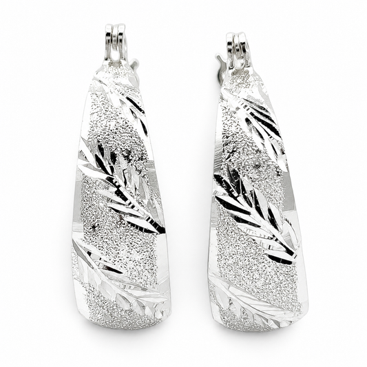 Arracada Hoja Diamantada Plata Ley 925
