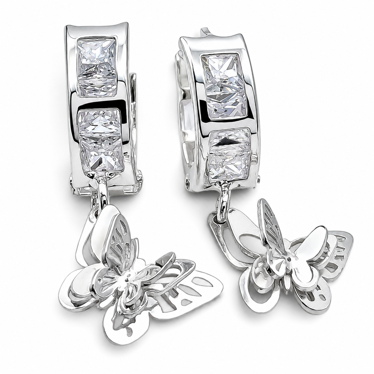 Hugguies Zirconia Mariposa Plata Ley 925