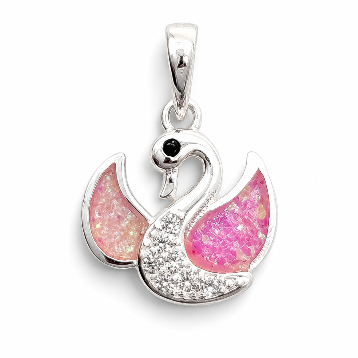 Dije Cisne Opalo Rosa Plata Ley 925