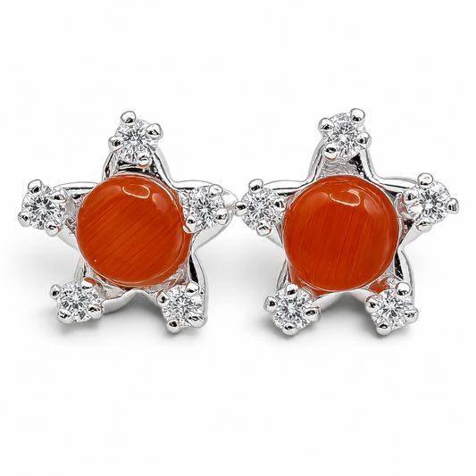 Broquel Estrella Naranja Plata Ley 925