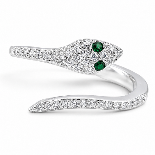 Anillo Serpiente Zirconia Plata Ley 925