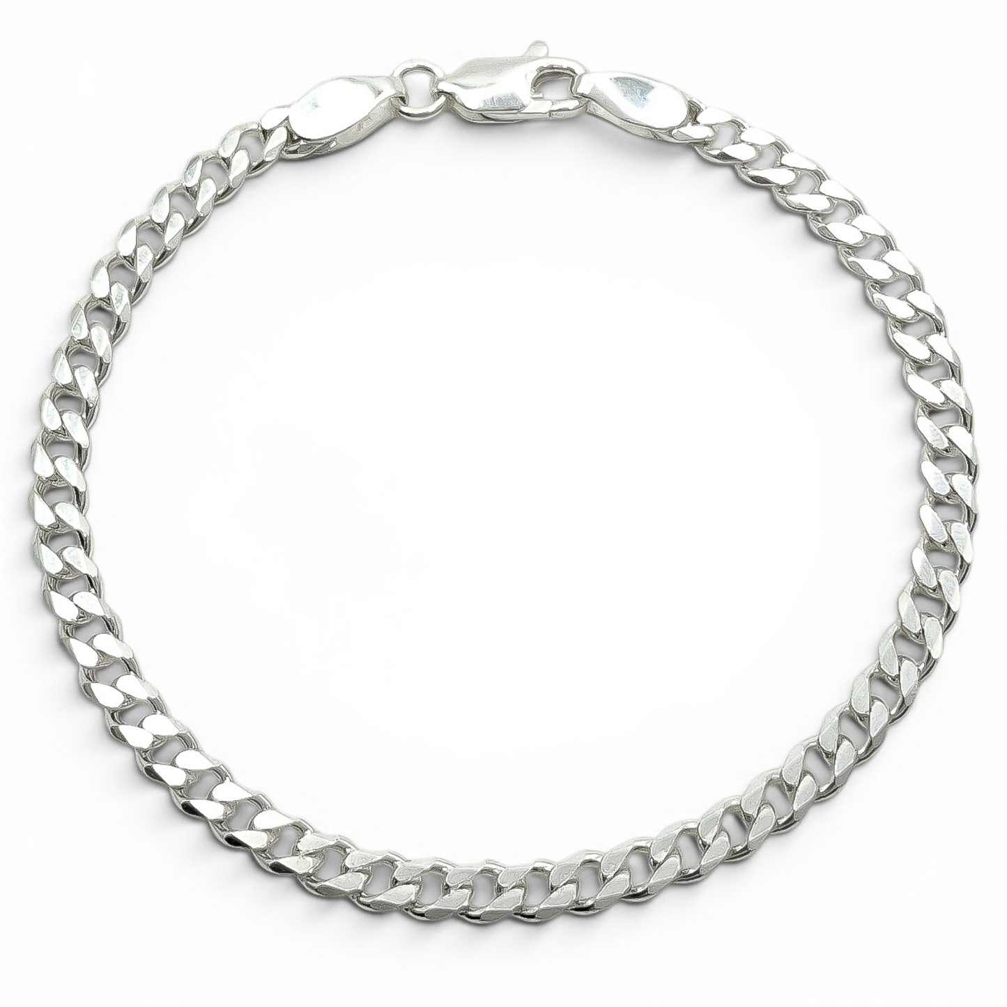 Pulso Cubano Liso 4mm Plata Ley 925