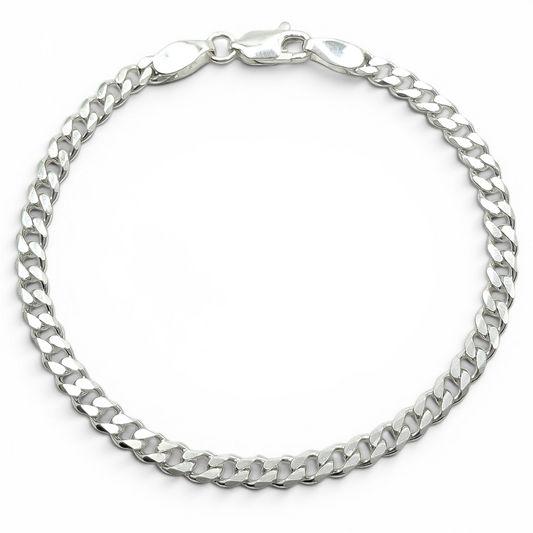 Pulso Cubano Liso 4mm Plata Ley 925