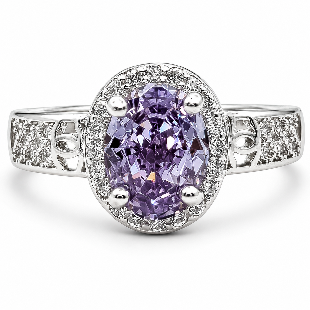 Anillo Lila Zirconia Plata Ley 925
