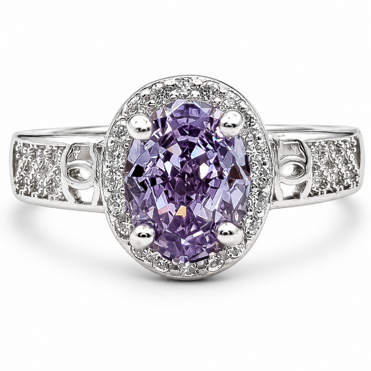 Anillo Lila Zirconia Plata Ley 925