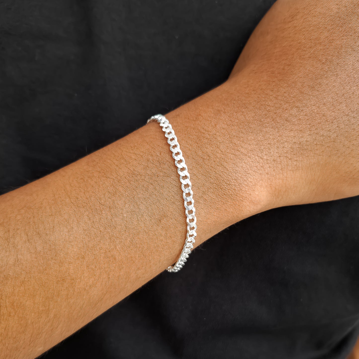 Pulso Cubano Liso 4mm Plata Ley 925