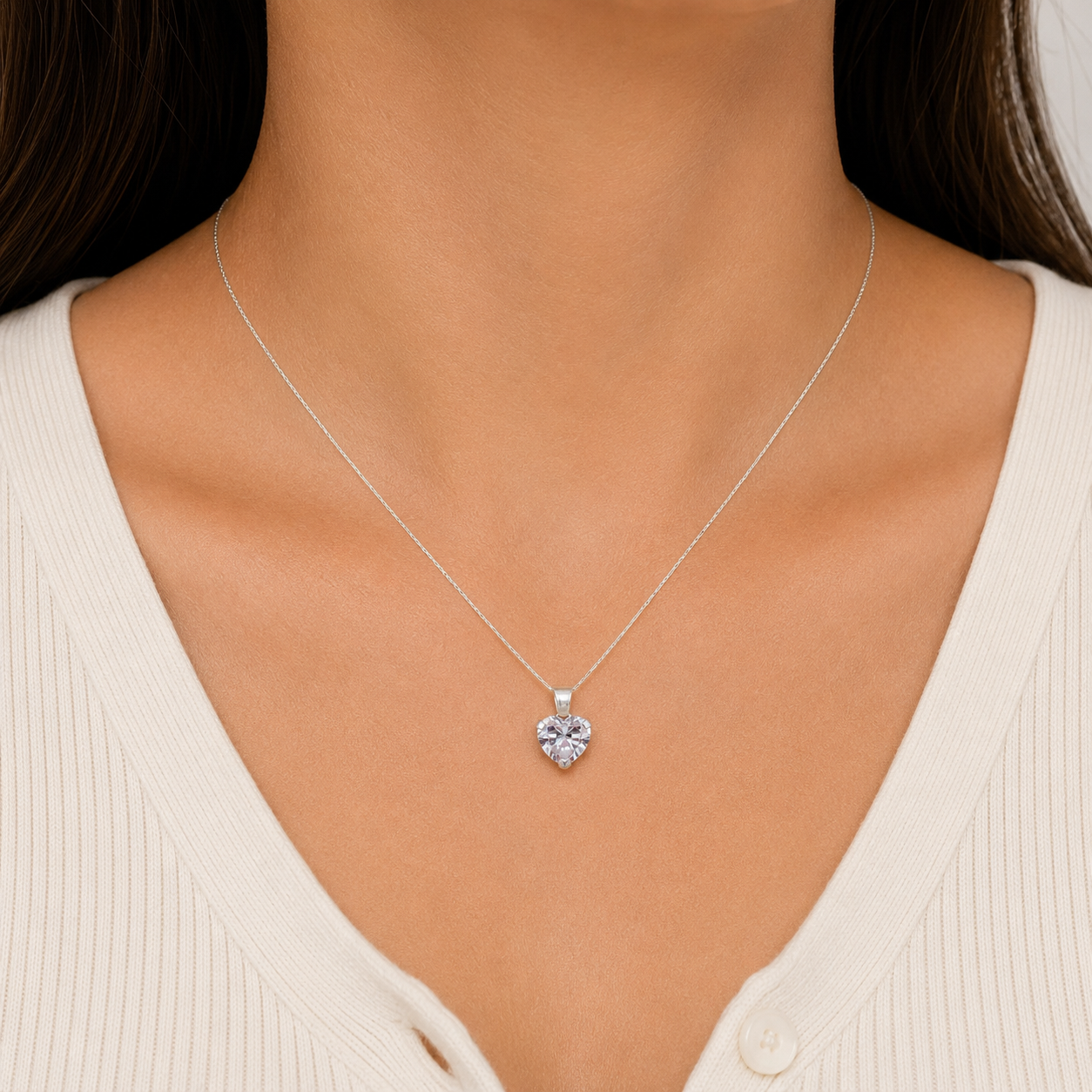 Set Corazon Zirconia Plata Ley 925