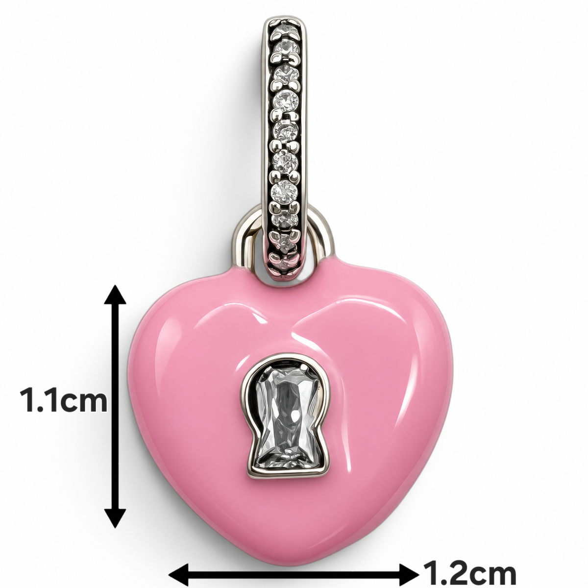 Charm Corazon Rosa Plata Ley 925