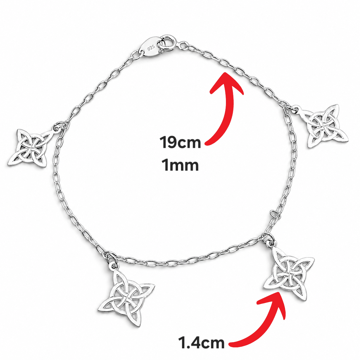 Pulsera Nudo de Bruja Plata Ley 925