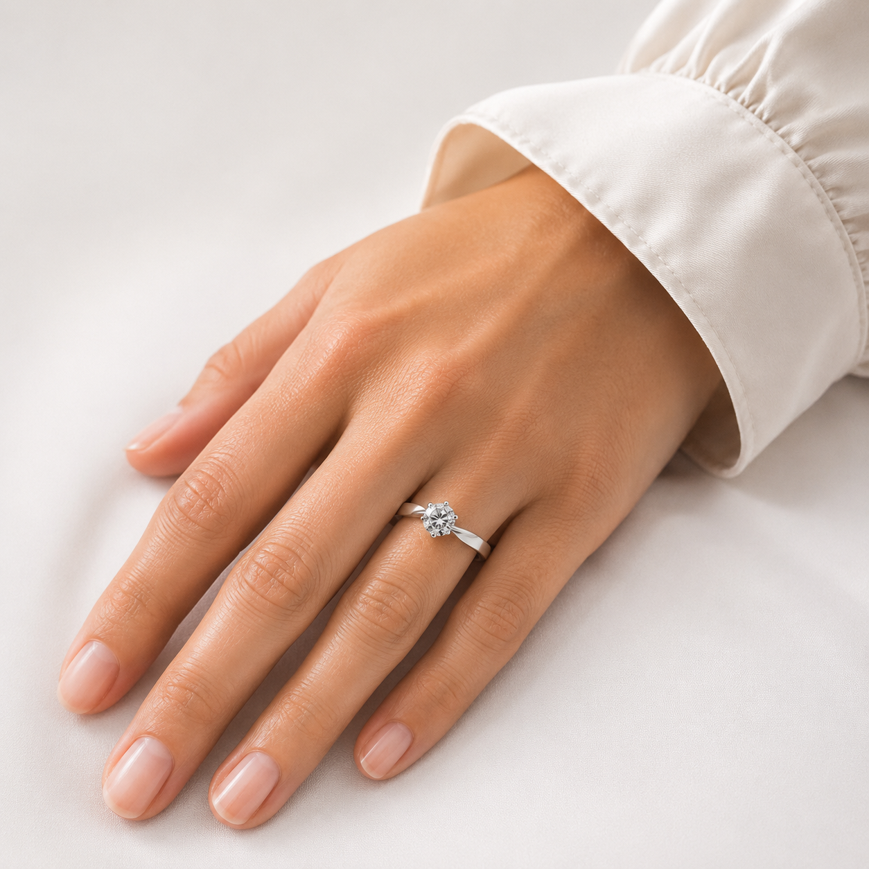 Anillo Solitario Blanco