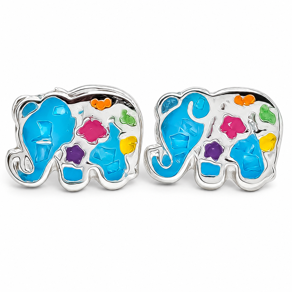 Set Elefante Azul Plata Ley 925
