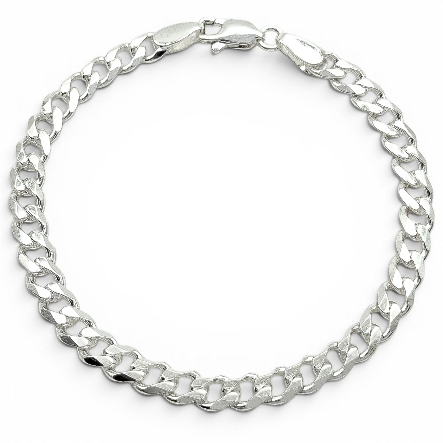 Pulso Cubano Liso 5mm Plata Ley 925