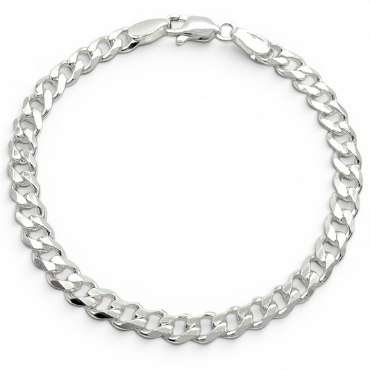 Pulso Cubano Liso 5mm Plata Ley 925