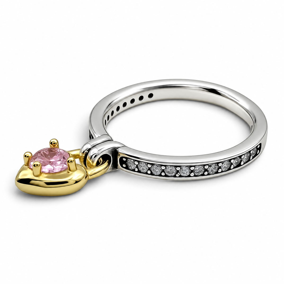 Anillo Corazon Colgante Pan Plata Ley 925