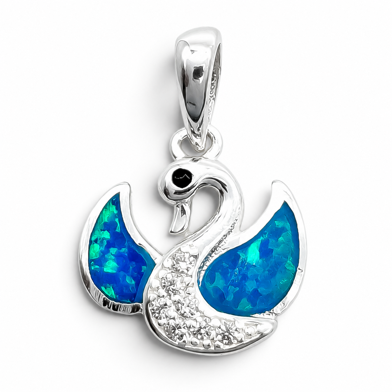 Dije Cisne Opalo Azul Plata Ley 925