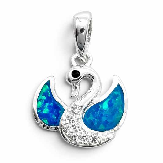 Dije Cisne Opalo Azul Plata Ley 925
