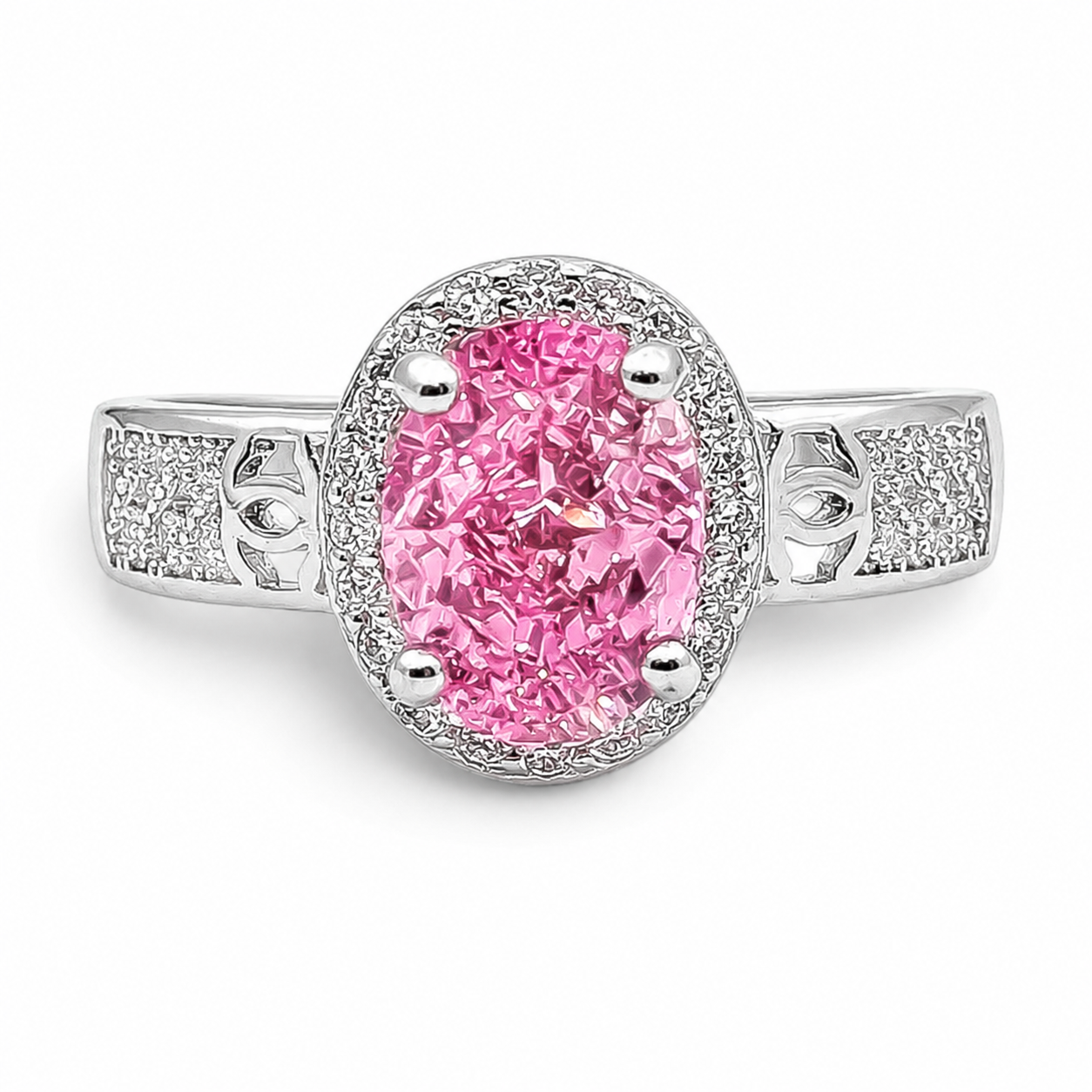 Anillo Rosa Zirconia Plata Ley 925