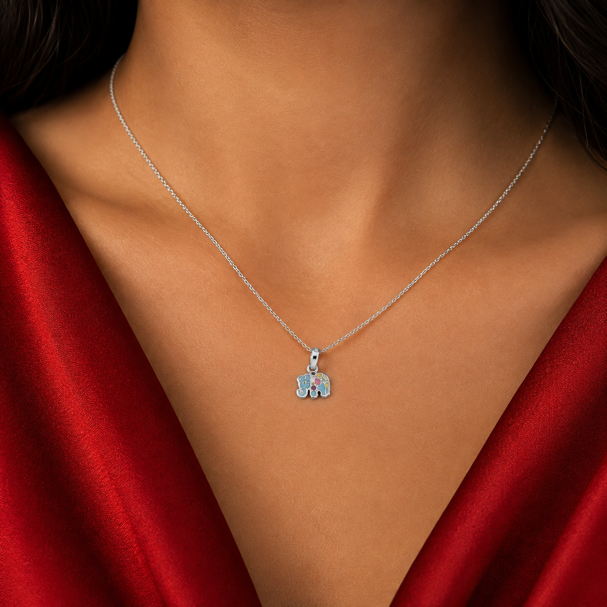 Set Elefante Azul Plata Ley 925
