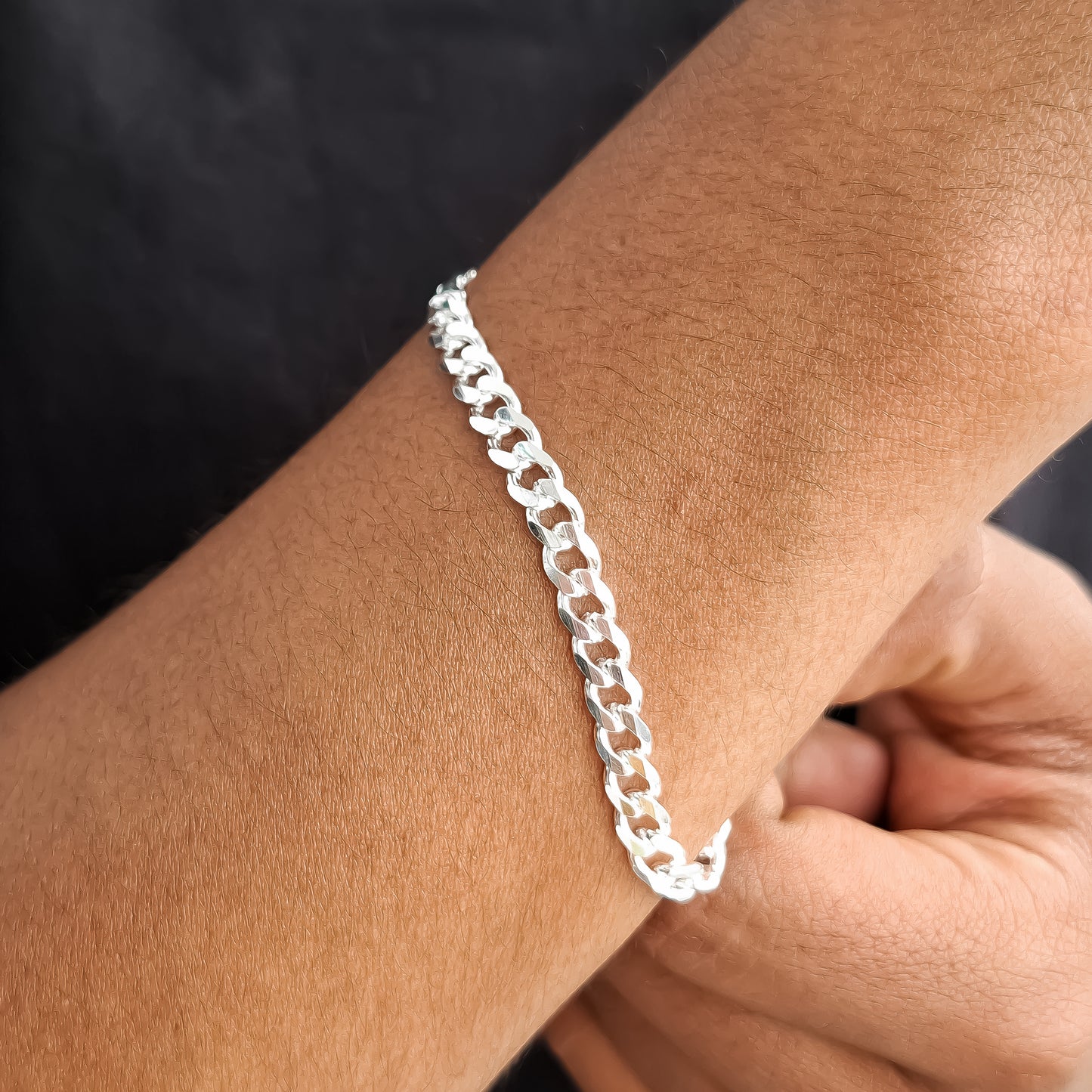 Pulso Cubano Liso 5mm Plata Ley 925