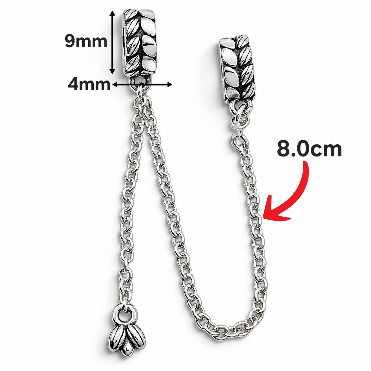 Charm Hojitas de Seguridad Plata Ley 925