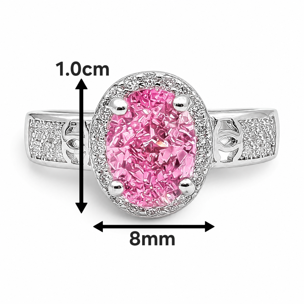 Anillo Rosa Zirconia Plata Ley 925